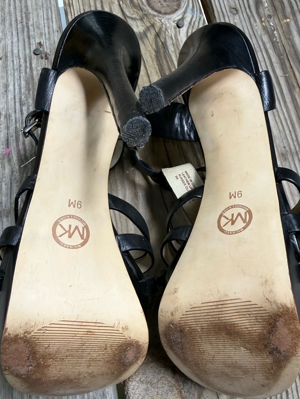 Michael Kors - Women's Y2K Black Leather Strappy High Heel Platform Sandals - Picture 8 of 9